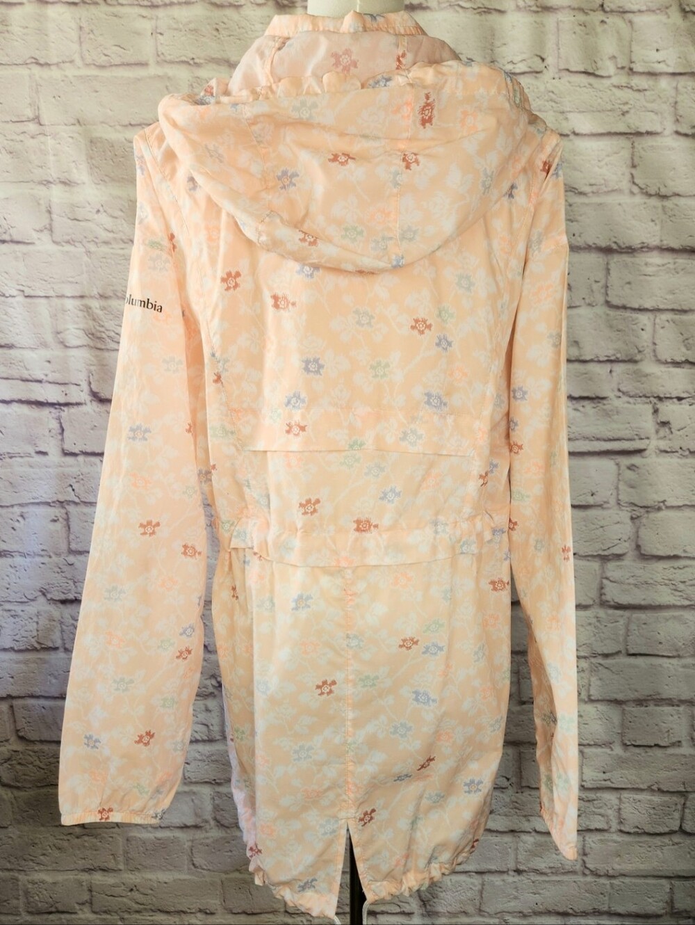 Columbia Women's Hooded Windbreaker Rain Jacket Peach Multicolored Sz Large - Picture 2 of 12